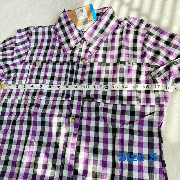 Columbia, Women's PFG Bonehead Short Sleeve Shirts, Purple Plaid, Size S / XL - Picture 7 of 12